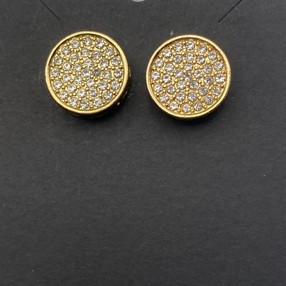 Elegant Gold and Crystal Stud Earrings Set - Picture 2 of 4